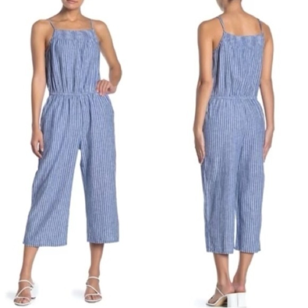 Beach lunch lounge linen blend chambray jumpsuit